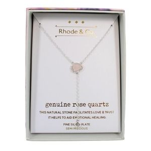 Rhode & Co. Genuine Rose Quartz Stone Necklace in Gift Box #638365RHC